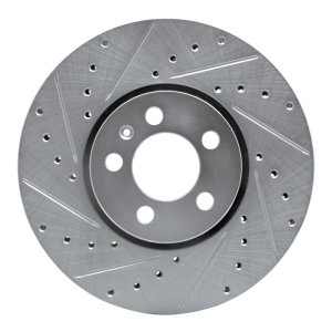 Audi A1 Brake Rotor (1) - Front Left - R1 Concepts - Drilled & Slotted - Silver - `98-`18